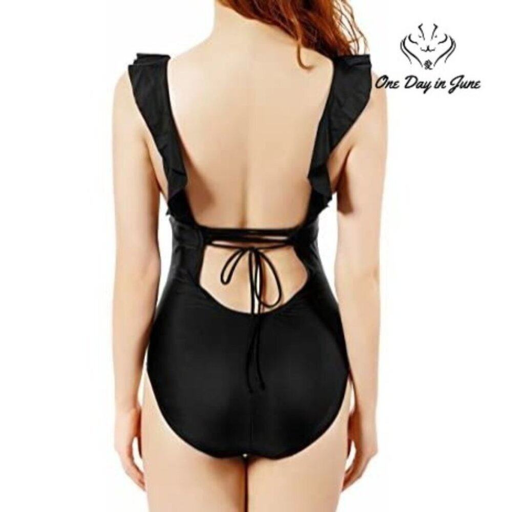 Soyml Ruffle Criss Cross Back One Piece Size M - Picture 2 of 3